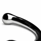 Sinner Gear Curvey divpusējs metāla dildo – 21.5 cm (8.5″) – sudraba — Foto 3