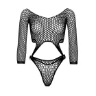 Leg Avenue сетчатое боди с длинными рукавами – чёрное – One Size — Фото 5