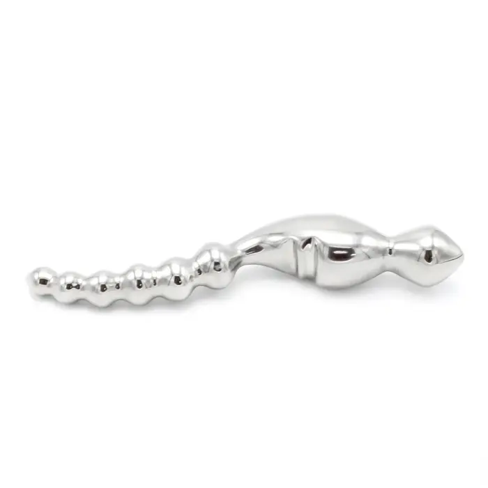 Изогнутый металлический дилдо с ребрами – 20 cm (8″)