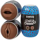 LoveToy Slider – dvipusis masturbatorius – burna ir makštis – ruda — Nuotrauka 19