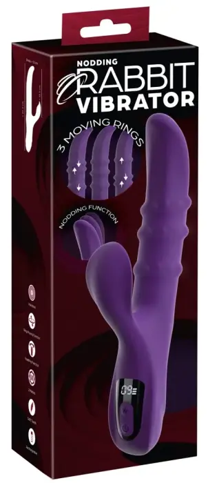 You2Toys вибратор-кролик с кивающей головкой и 3 подвижными кольцами