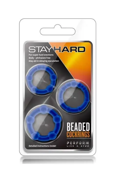 STAY HARD pärlitega peenis võrud – 3 tk – sinine