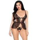 Babydoll naktskrekls un atvērtas biksītes – melns – M — Foto 1