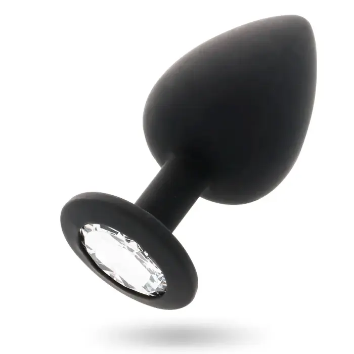 Intense Shelki M silikona anālais spraudnis ar rombveida pamatni – 8 cm – Melns