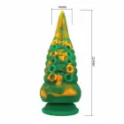 POWER MONSTERS Abyssal Colossus – fantāzijas silikona dildo – taustekļu faktūra, divkrāsu – zaļš un dzeltens – 22,5 cm / Ø 6 cm — Foto 6