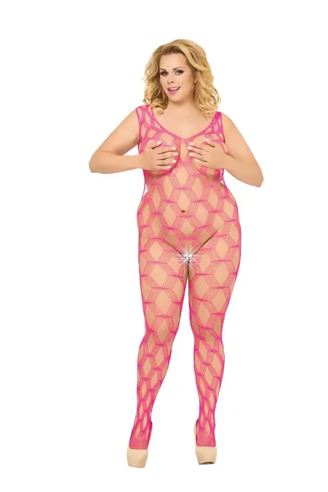 She-cat bodystocking – rozā – Plus size Foto 2