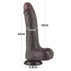 LoveToy Sliding Skin Dual Layer Dong – reālistisks divslāņu dildo – TPE – melns – 21,6 cm — Foto 2