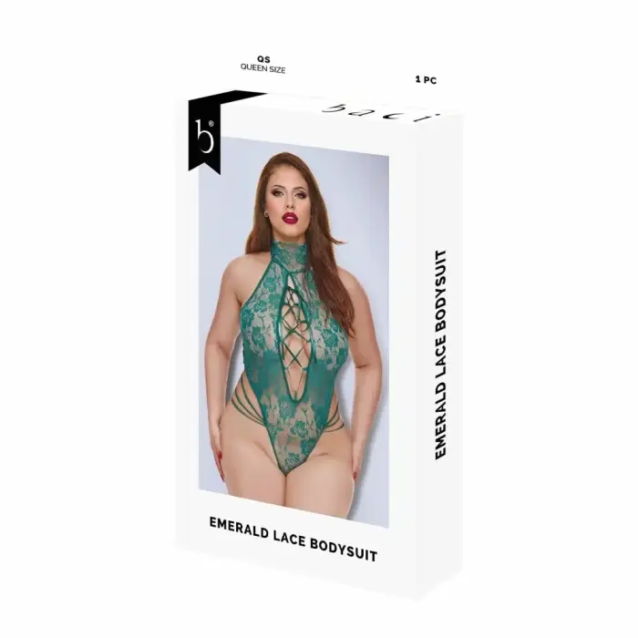 Baci Lingerie Emerald Lace Bodysuit – Green – Queen Size
