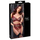 Cottelli BONDAGE Bra Set S – Black & Red Matte Look, Gold Accents — Photo 1