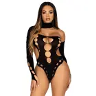 Asymmetrical Cut Out Bodysuit – Black – One Size — Photo 1