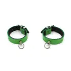 Leather Handcuffs Mini O-Ring – Green — Photo 2