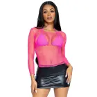 Spandeksa tīkliņa krekls ar garām piedurknēm – rozā – One Size Foto 1