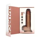 RealRock – прямой реалистичный фаллоимитатор с вибрацией, фрикциями и мошонкой – смуглый – 20,5 см (8 дюймов) — Фото 3