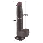 LoveToy Sliding Skin Dual Layer Dong – realistiškas dviejų sluoksnių dildo – TPE – juodas – 22,9 cm — Nuotrauka 2