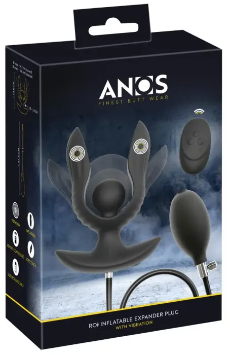 ANOS Inflatable Expander Plug with Vibration – 10.9 cm (4.3″) – Black