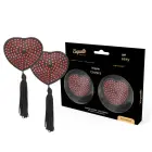 Coquette Chic Desire Heart Nipple Covers Self-Adhesive Black/Red Set — Photo 1