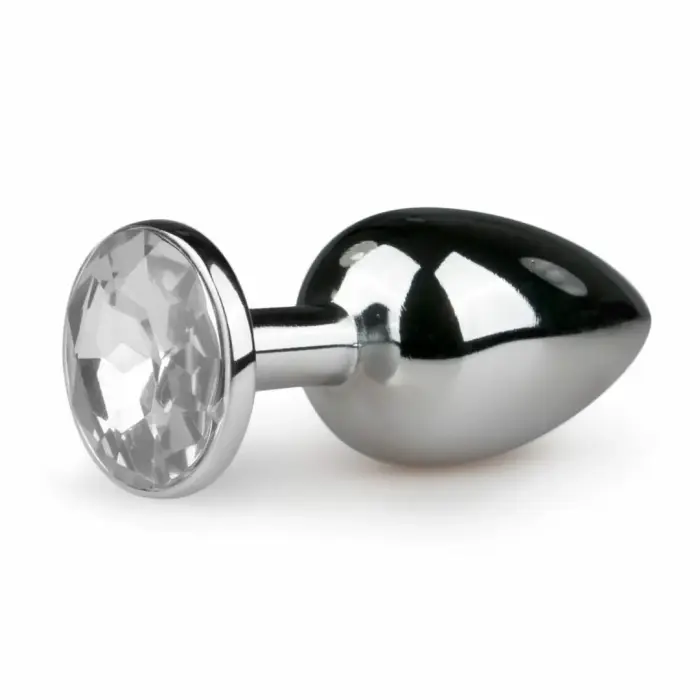 Металлическая анальная пробка Diogol Silver with Clear Crystal S – 7 cm – Серебряный