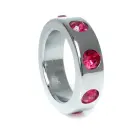 Metal Cock Ring with Pink Diamonds – Medium — Photo 3