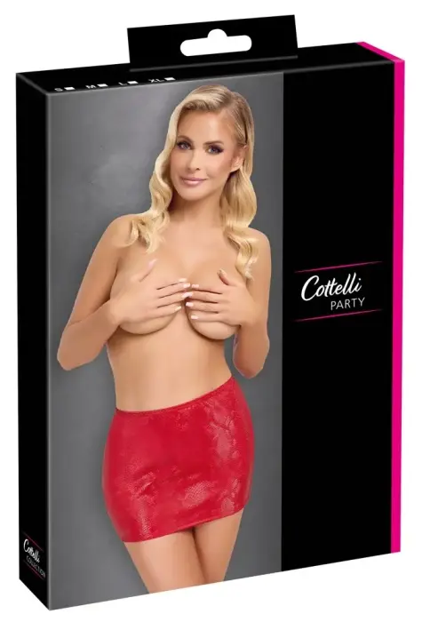 Cottelli Party – snakeskin look mini skirt – red – L