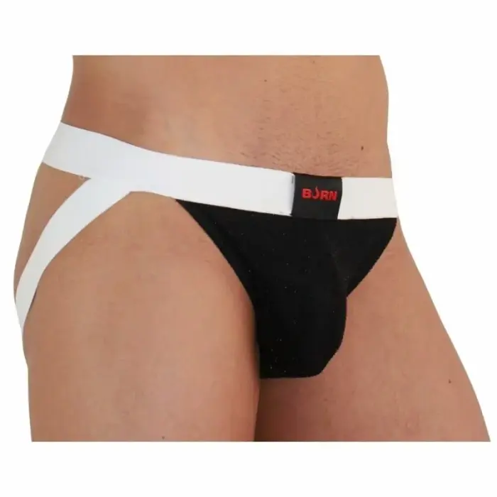 BURN 004 – jockstrap – shiny black/white – XL