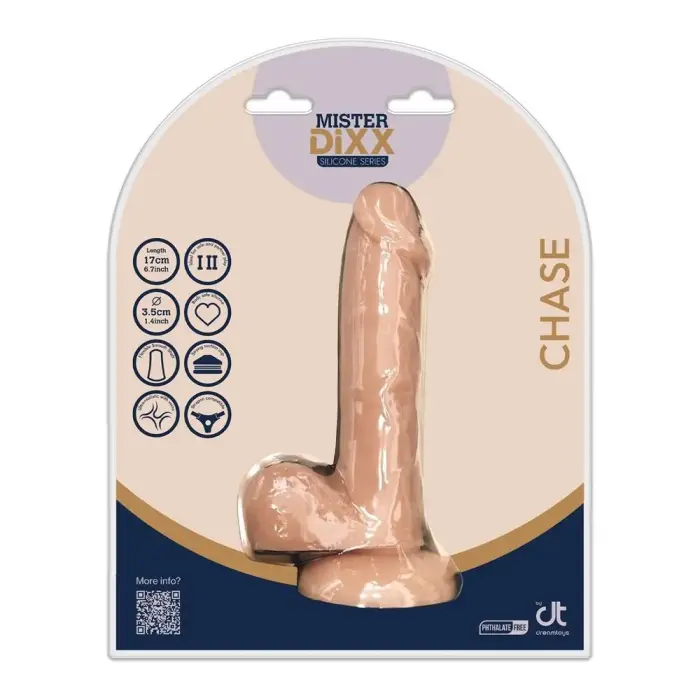 Mister Dixx Chase – ülirealistlik silikoondildo iminapaga – 17 cm