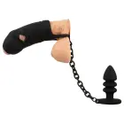 Black Velvets Cock cage with butt plug and ball ring – Black — Photo 6