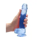 Reālistisks dildo ar sēkliniekiem un piesūcekni – 21 cm (8.3″) – Zils — Foto 6