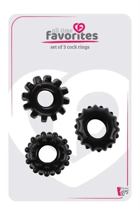 All Time Favorites 3-Pack Cock Rings – Black