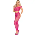 Off-Shoulder Crop Top and Legging Set – Pink – One Size — Photo 3