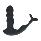 Dual Vibrating Remote Rotating Head Silicone Prostate Stimulator with Cock and Ball Ring – 14 cm – Black — Photo 4