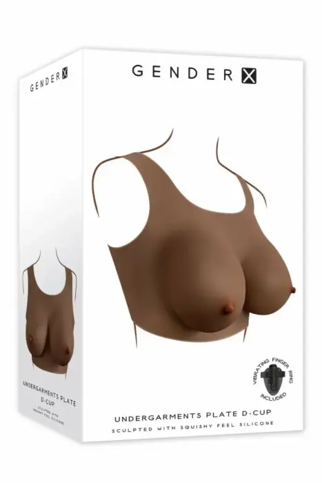 Gender X Undergarments Plate silicone breast vest – D cup – dark skin tone