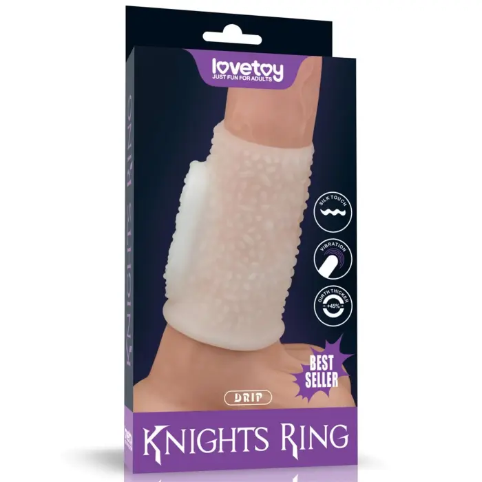 LoveToy Vibrating Drip Knights Ring – white – TPE – C-ring with vibration