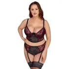 Cottelli Curves Longline Bra & Suspender Thong Set – Black/Red – 95E/2XL — Photo 2