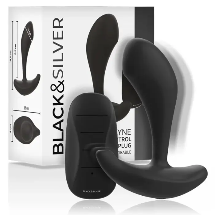 Black&Silver Dwayne вибрирующая силиконовая анальная пробка с пультом