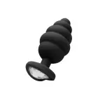 Rievots dimanta sirds anālais spraudnis – M – Melns Foto 9