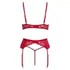 Cottelli LINGERIE X-Mas комплект белья из 3 предметов – красное кружевное с цветочным узором – S/M — Фото 7
