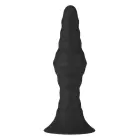 FORTO Vibrating Ribbed Plug Large – anal plug – silicone – black – remote control — Photo 4