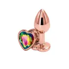 Rear Assets Rose Gold Heart Multicolored Anal Plug – 7 cm — Photo 1