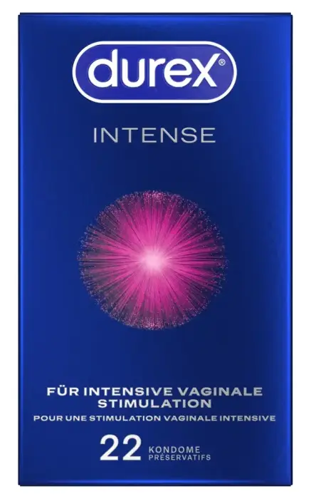 Durex Intense Orgasmic Dotted and Ribbed Condoms – 22 pcs