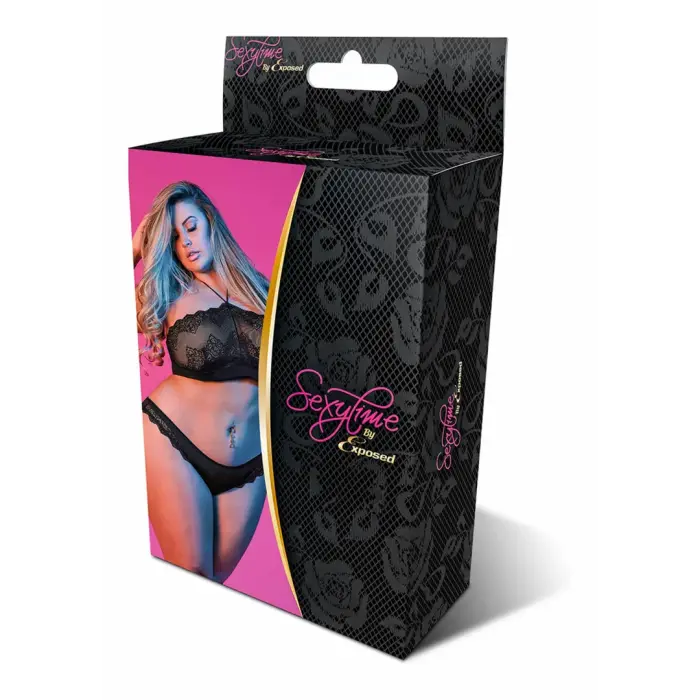 Exposed by Magic Silk bandeau tipa topa un biksīšu komplekts – melns – 2XL