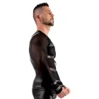Svenjoyment Bondage – men's long sleeve powernet shirt with harness and cuffs – black – M — Photo 3