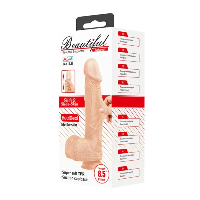 BAILE Beautiful Bahamut Realistic Veined Dildo with Suction Cup – 21.6 cm (8.5″)