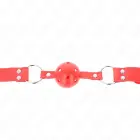 KINK Complete Red Hollow Hard Ball Gag 62 cm – Adjustable Silicone Model — Photo 3