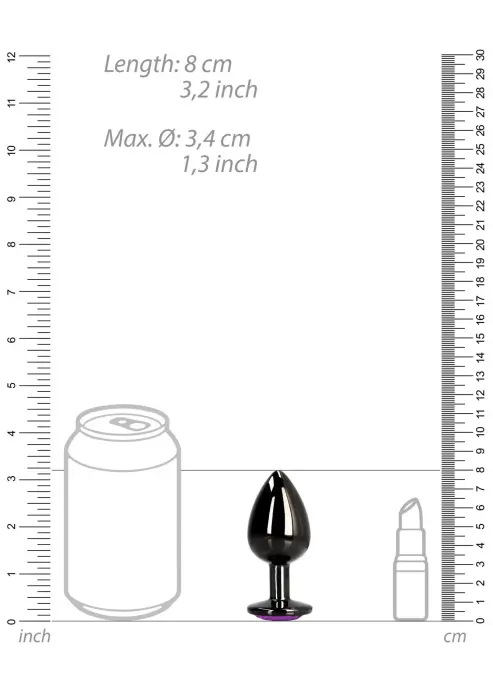 Širdies formos deimantinis analinis kištukas – 7.1 cm (2.8″) – Sidabrinis