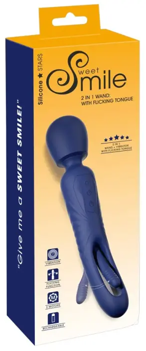 Sweet Smile 2in1 wand vibrators ar mēles funkciju – 24.3 cm (9.6″) – violets