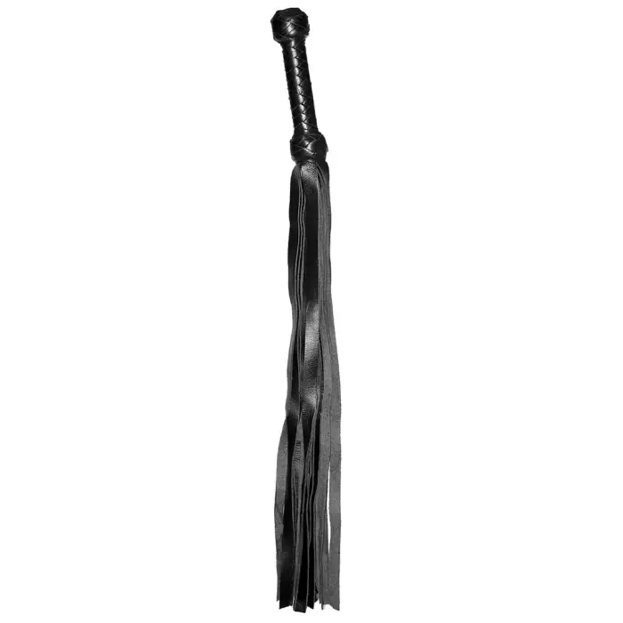 Prowler RED Braided Leather Flogger – Black – 26 inch