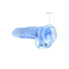 Reālistisks dildo ar sēkliniekiem un piesūcekni – 21 cm (8.3″) – Zils — Foto 4