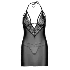 Siksniņu mežģīņu babydoll naktskrekls un stringi – melns – L/XL Foto 7