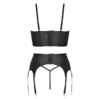 Cottelli PARTY Corset Top, Suspender Belt and String Set with Zips – Black – M — Photo 7