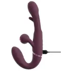 Javida Strapless Strap-On Flic dubultais vibrators – rozā — Foto 12